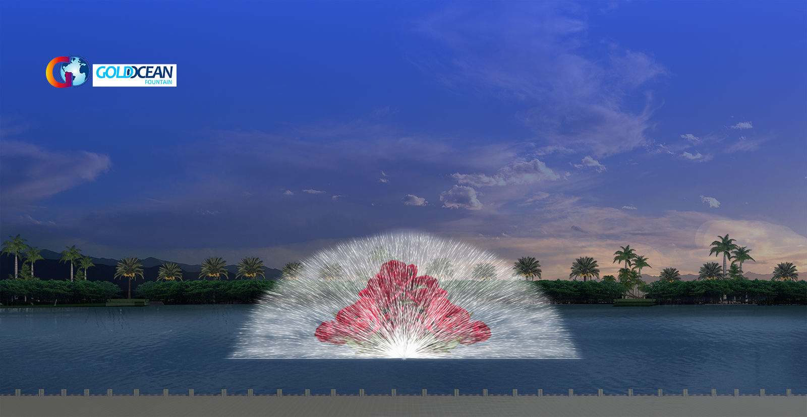 Multicolored Water Screen Laser Movie Fountain 