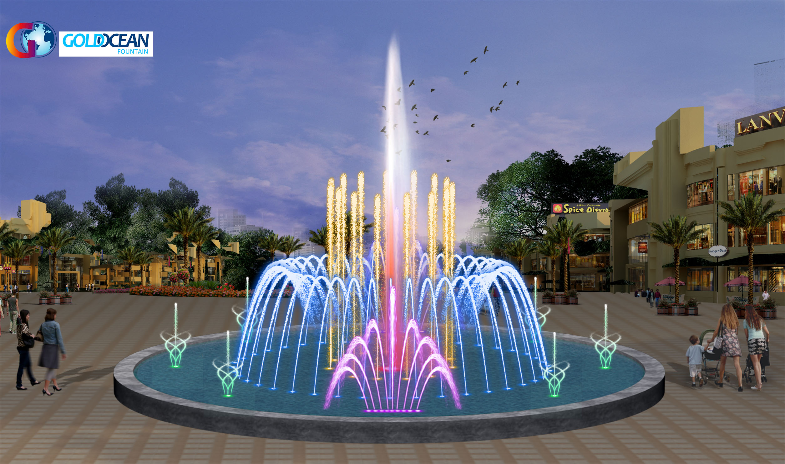 Water Pool Music Dancing Fountain - water fountain, music fountain