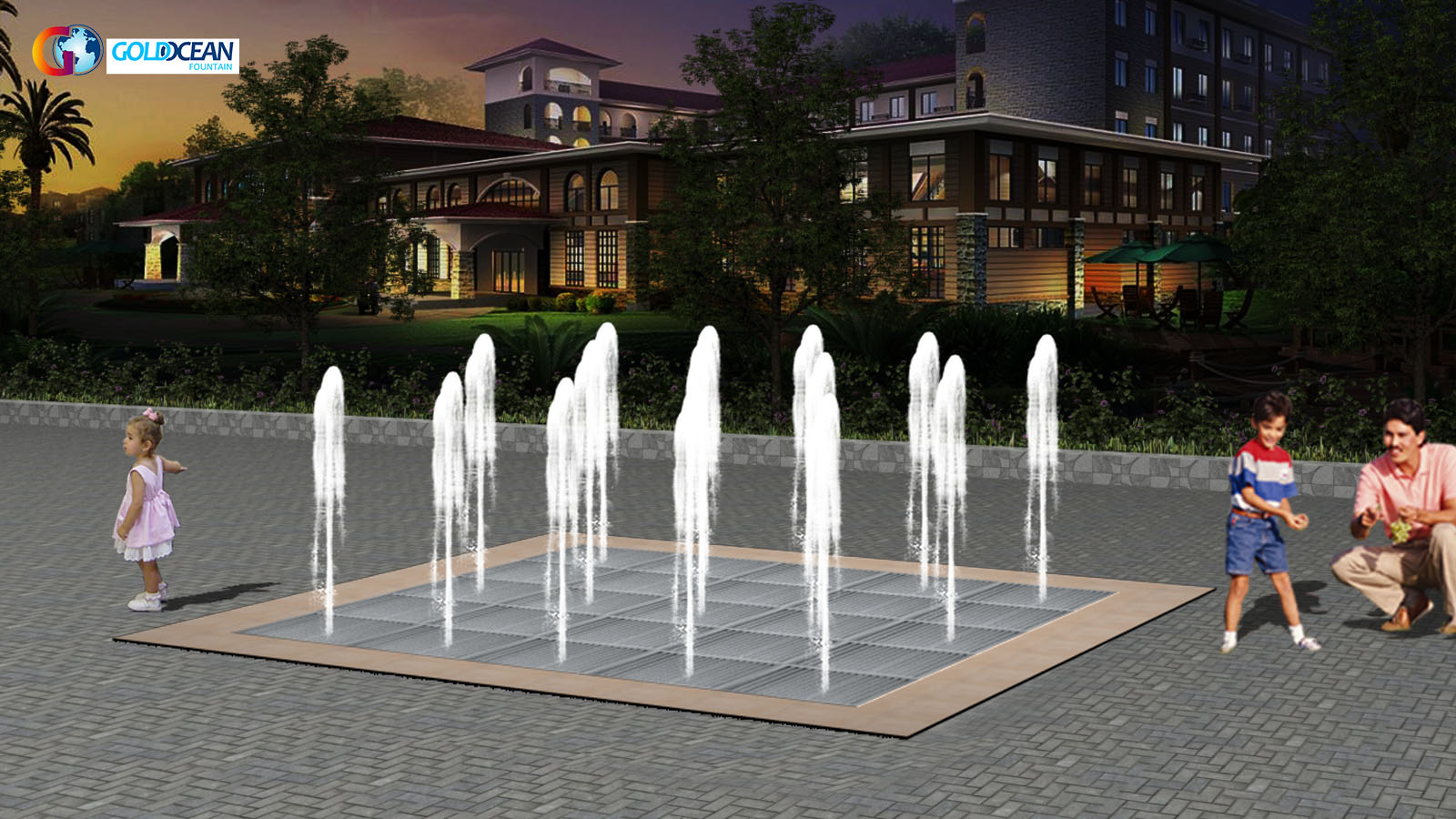 Kids Playing Outdoor 3*3m Floor Fountain